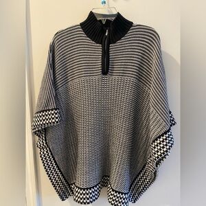 Liz Claiborne Black and White Poncho Sweater